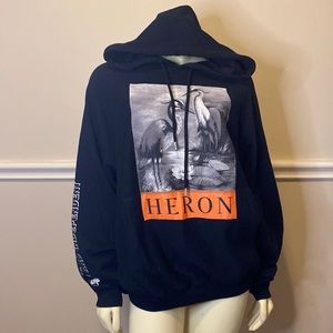 HERON PRESTON - Men's Black Heron Cotton Hoodie in size small